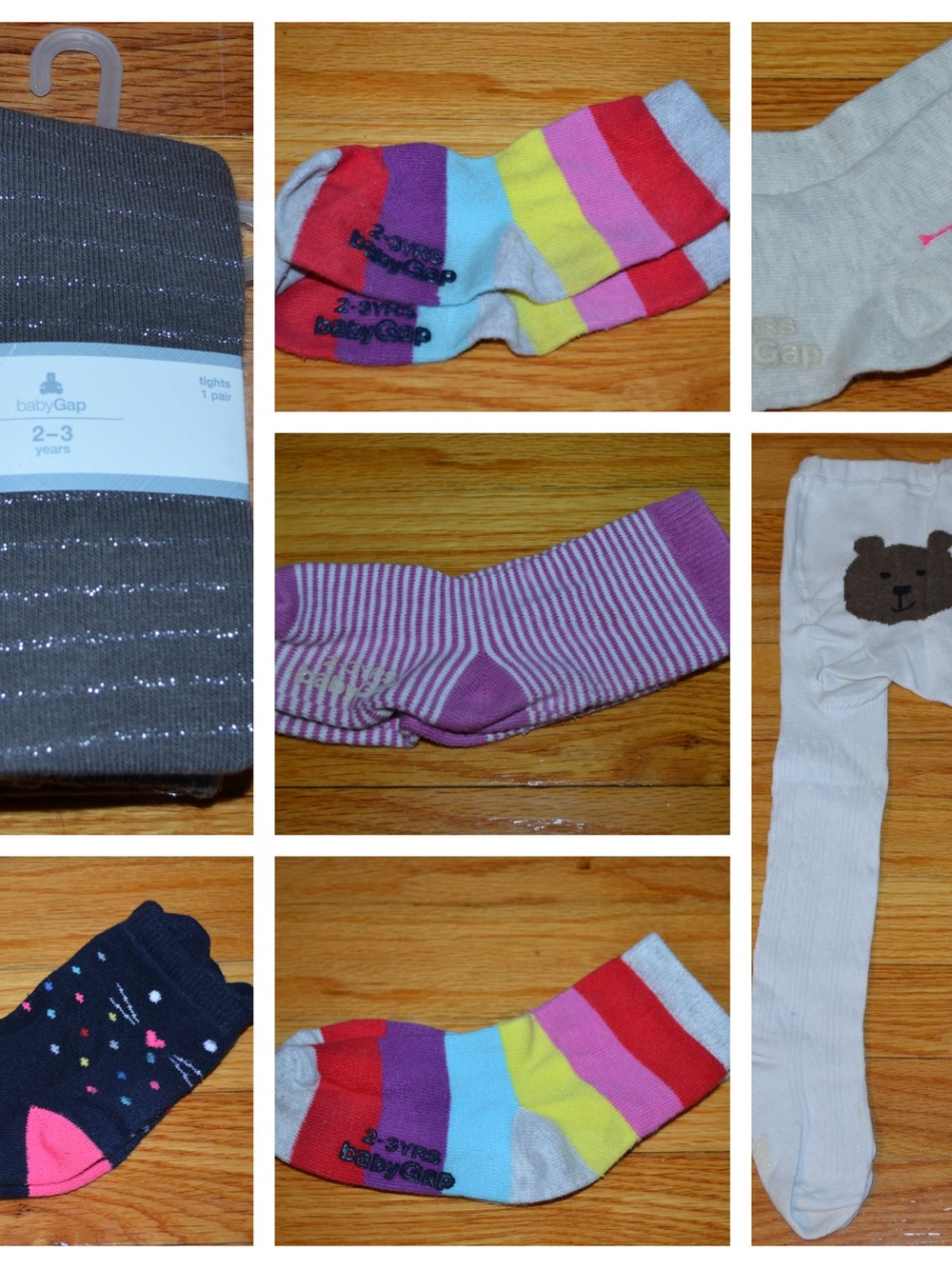 Lot of toddler girls Baby GAP tights & graphic socks, size 2-3 years